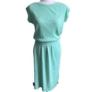 DUET Vintage 2 Piece Knit Skirt Set Mint Green Pastel US S/M